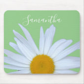 Daisy Foto Groen Elegant Wit Script Muismat (Voorkant)
