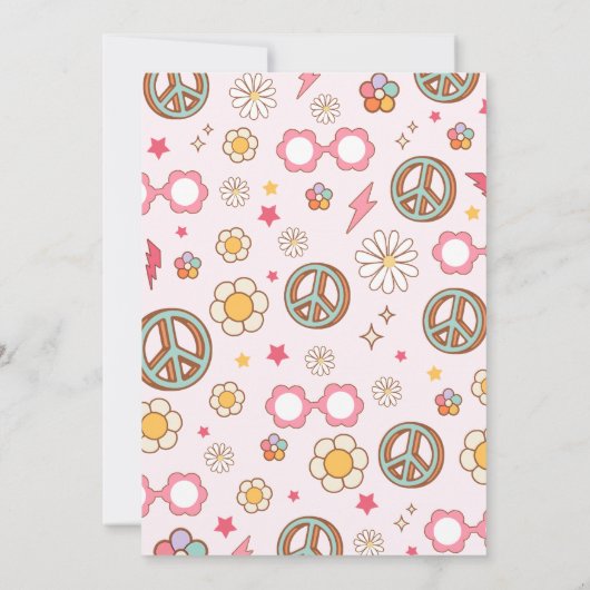 Daisy Four Ever Groovy 4e verjaardag uitnodiging (Achterkant)