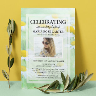 Daisy Funeral Memorial Foto van Celebrate Life Kaart