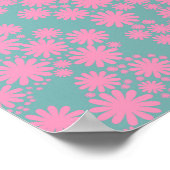 Daisy Garden 06 Mint en roze Poster (Hoek)