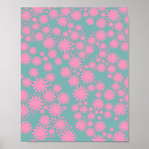 Daisy Garden 06 Mint en roze Poster