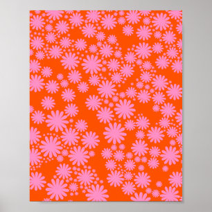 Daisy Garden 07 Roze en Sinaasappel Poster