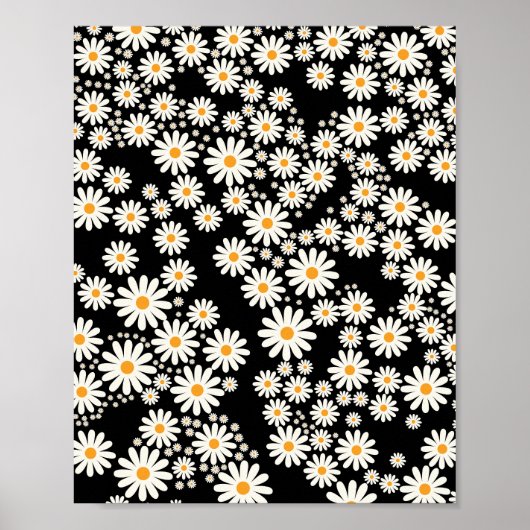 Daisy Garden 08 Zwart Poster (Voorkant)