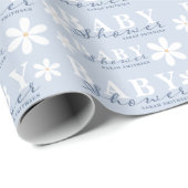 Daisy Garden Baby shower Dusty Blue Cadeaupapier (Rol Hoek)