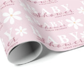 Daisy Garden Baby shower Dusty Pink Cadeaupapier (Rol Hoek)