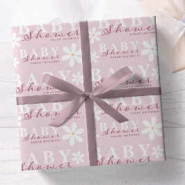 Daisy Garden Baby shower Dusty Pink Cadeaupapier