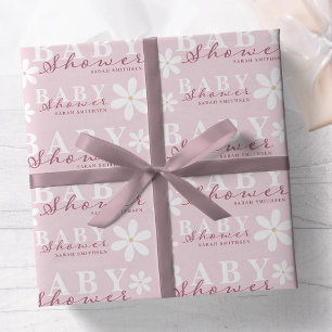Daisy Garden Baby shower Dusty Pink Cadeaupapier