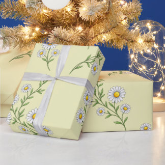 Daisy Garden Bloemige Zachte Gele Botanische Bloem Cadeaupapier