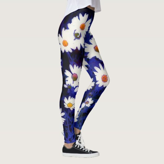 Daisy Garden Blue Art Abstracte Leggings (Rechts)