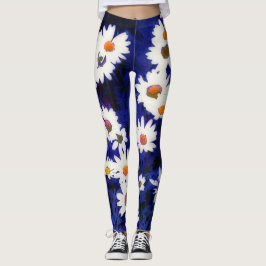 Daisy Garden Blue Art Abstracte Leggings