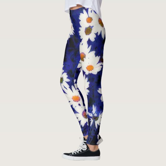 Daisy Garden Blue Art Abstracte Leggings (Links)