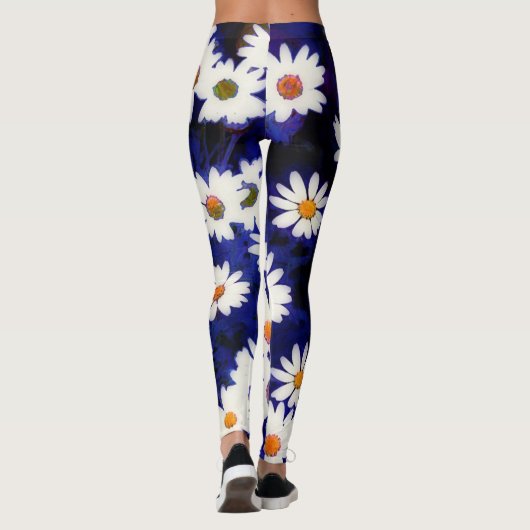Daisy Garden Blue Art Abstracte Leggings (Achterkant)
