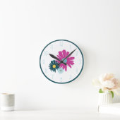 Daisy Garden Botanical Wildflower Donkerblauw Ronde Klok (Huis)