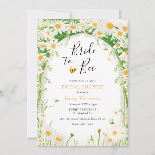 Daisy Garden en Bee Bride to Bee Bridal Kaart (Voorkant)