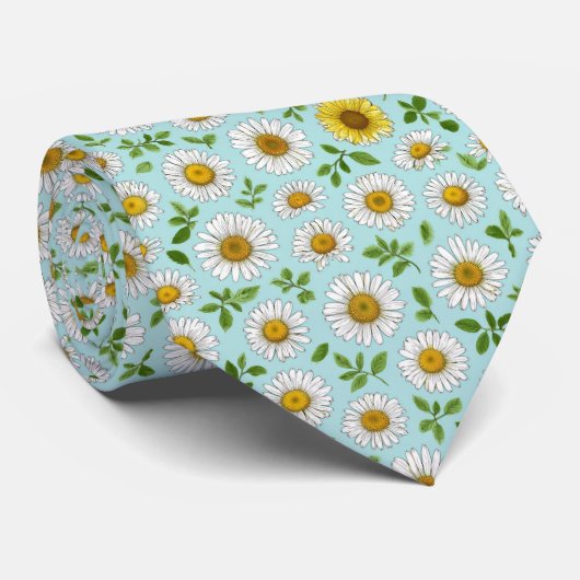 Daisy Garden Floral Pattern Stropdas (Opgerold)