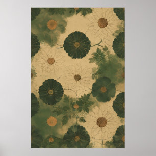  Daisy Garden: handgetekend botanisch patroon Poster