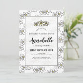 Daisy Garden Party Witte verjaardag Uitnodiging (Staand voorkant)