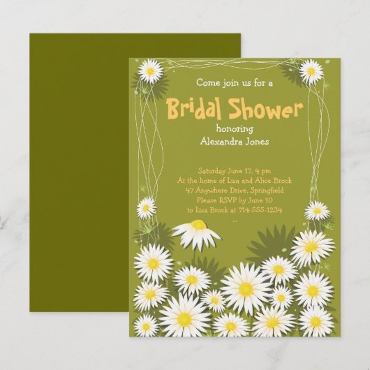 Daisy Garden Vrijgezellenfeest Uitnodiging (Voorkant / Achterkant)