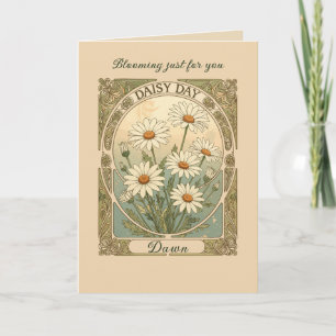 Daisy Geboortemaand Bloem April Art Nouveau Kaart