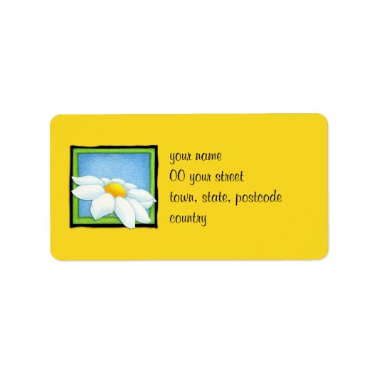 Daisy geel adreslabel etiket (Voorkant)