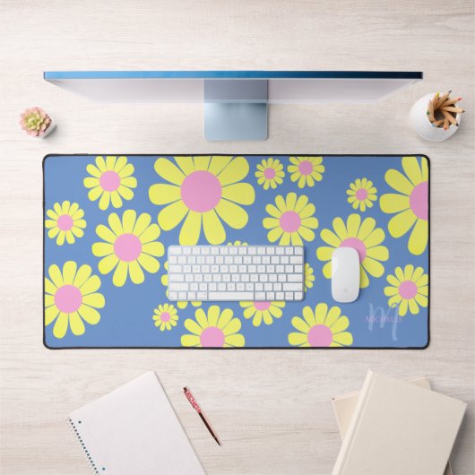 Daisy Geel Blauw Bureau Mat (Kantoor 1)