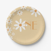 Daisy Girl 1e Verjaardag Bloem Thema Papier Borden Papieren Bordje (Voorkant)