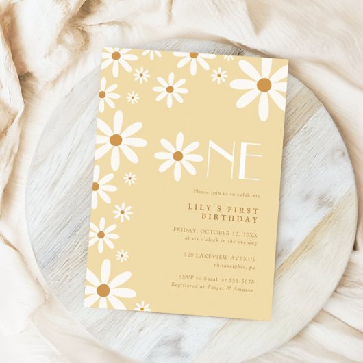 Daisy Girl 1st Birthday Flower Theme Kaart
