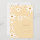 Daisy Girl 1st Birthday Flower Theme Kaart (Voorkant)