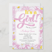 Daisy Girl Baby shower Invitation Pink Yellow Kaart (Voorkant)