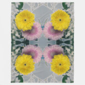 Daisy Glow -Roze Geel Bloemmotief Fleece Deken (Voorkant)