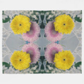Daisy Glow -Roze Geel Bloemmotief Fleece Deken (Voorkant (Horizontaal))