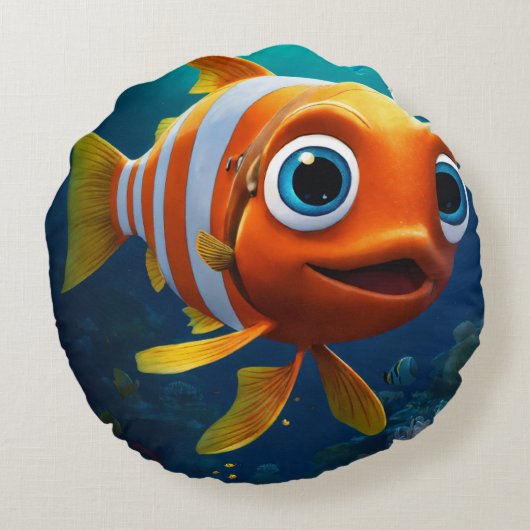 Daisy Gold fish Rond Kussen (Achterkant)