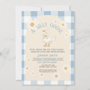  Daisy Goose Baby shower Blue Gingham Kaart