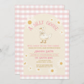 Daisy Goose Baby shower Pink Gingham Kaart (Voorkant / Achterkant)