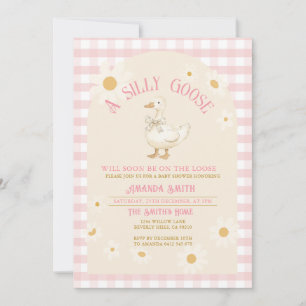 Daisy Goose Baby shower Pink Gingham Kaart