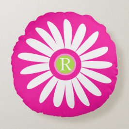 Daisy grafische bloem monogram kussensloop rond kussen