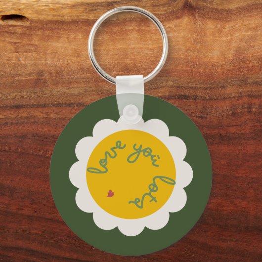 DAISY GREEN - Aangepaste naam Floral Key Ring Sleutelhanger (Voorkant)