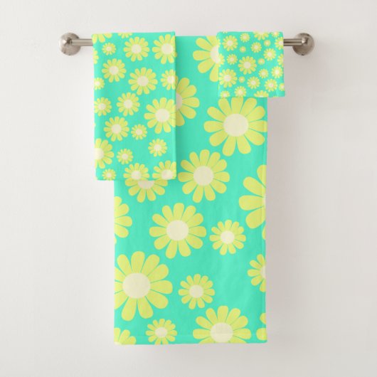 Daisy Green Aqua Bad Handdoek (Insitu)