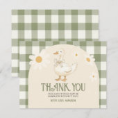  Daisy Green Goose Baby shower Gingham Bedankkaart (Voorkant / Achterkant)