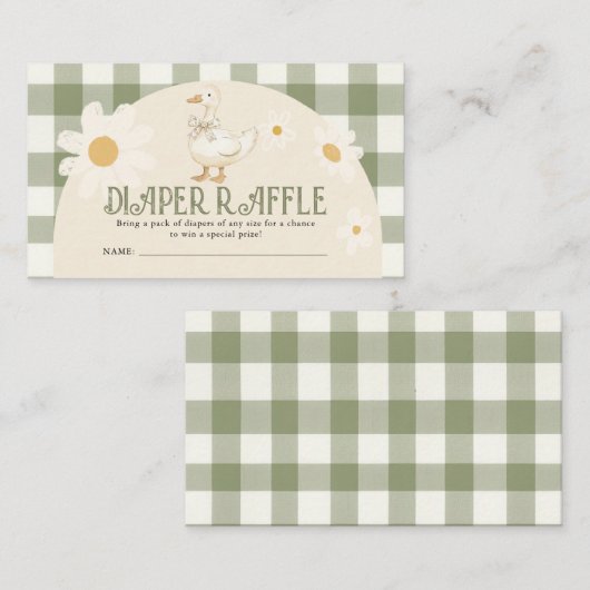 Daisy Green Goose Baby shower Luier Raffle Informatiekaartje (Voorkant / Achterkant)