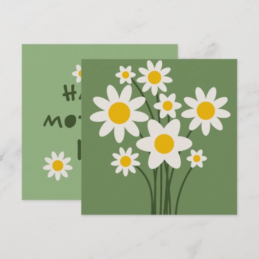 DAISY GREEN - Moederdag Floral Invitation Kaart (Voorkant / Achterkant)