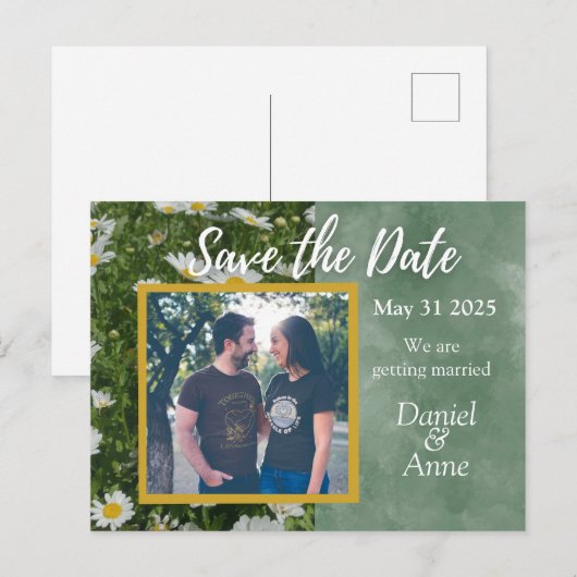 Daisy Green Save the Date Briefkaart (Voorkant / Achterkant)