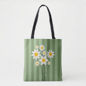 DAISY GREEN - Stripes & Daisies Canvas tas (Voorkant)