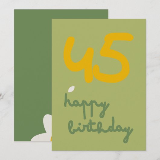 DAISY GREEN - Verjaardag Bloemenuitnodiging Kaart (Voorkant / Achterkant)