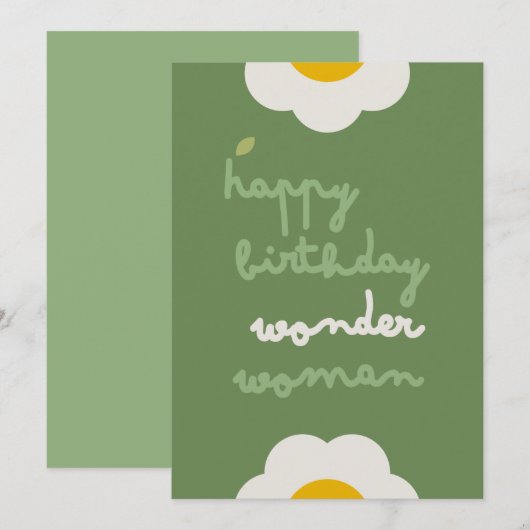 DAISY GREEN - Verjaardag Bloemenuitnodiging Kaart (Voorkant / Achterkant)