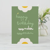 DAISY GREEN - Verjaardag Bloemenuitnodiging Kaart (Staand voorkant)