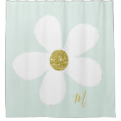 Daisy Green White Simple Floral Gold Personal Douchegordijn (Voorkant)
