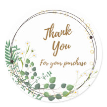 Daisy Greenery 'Dank je' Ronde Sticker