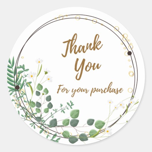 Daisy Greenery 'Dank je' Ronde Sticker (Voorkant)