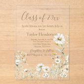 Daisy Greenery Graduation Invitation Acryl Uitnodigingen (Voorkant)